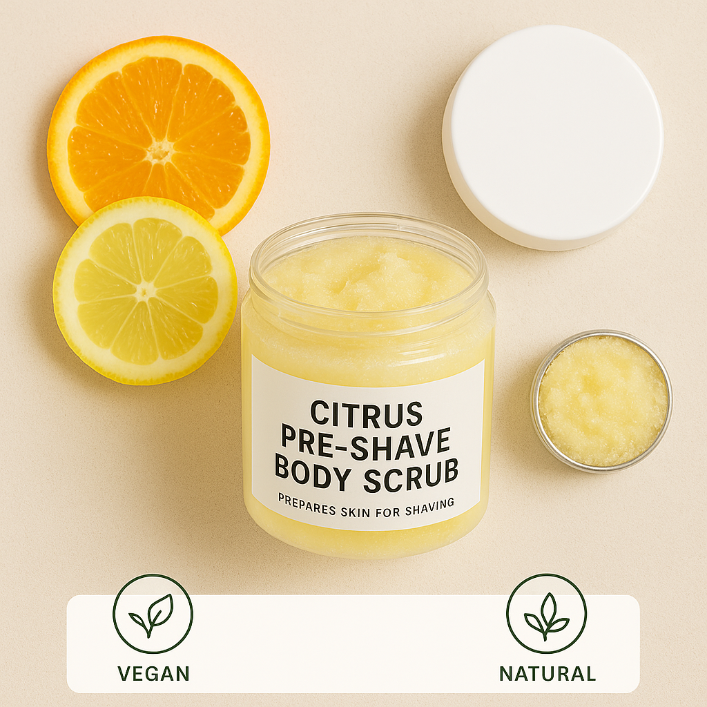 Citrus Pre-Shave Scrub – Orange Sugar Scrub with Rice Bran & Jojoba Oil | Natural Handmade Skincare