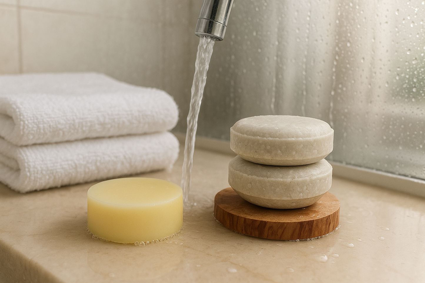 Eco-friendly shampoo and conditioner bars set for oily hair, dandruff and hair loss.