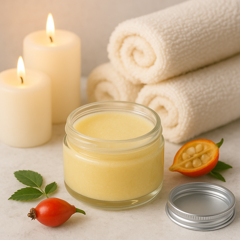 Vegan skincare cleansing balm with rosehip oil