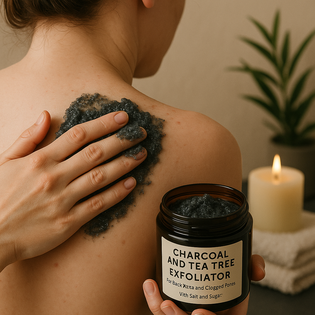 ClearBack Charcoal Scrub – Back & Shoulder Exfoliator with Tea Tree | Natural Acne & Pore Care