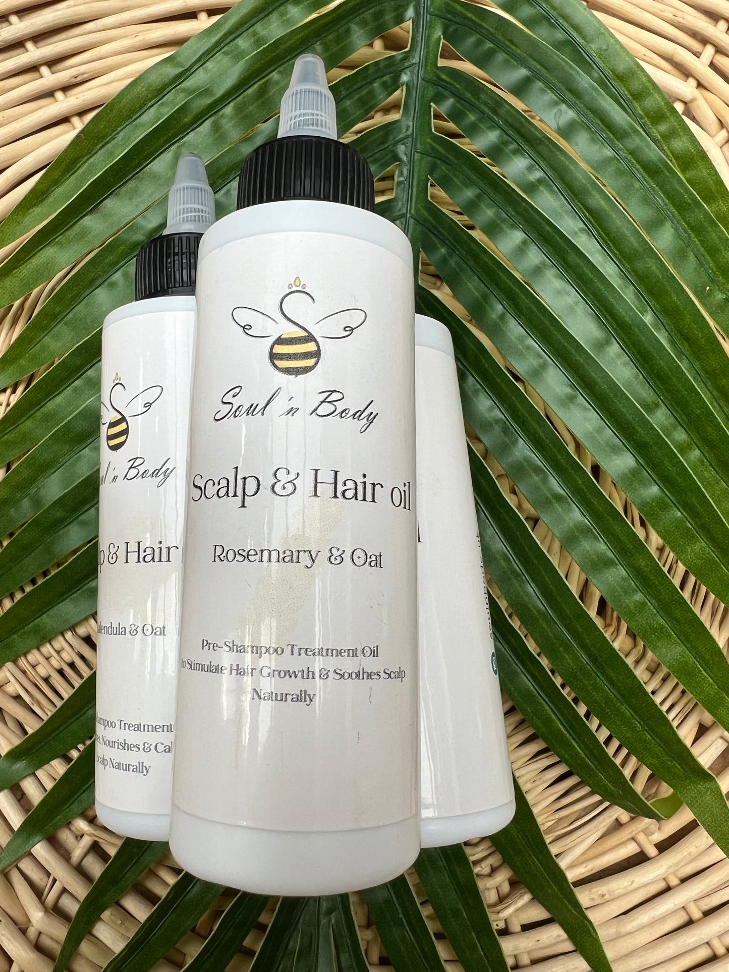 Natural botanical hair oil for scalp nourishment and hydration, handmade pre-shampoo treatment