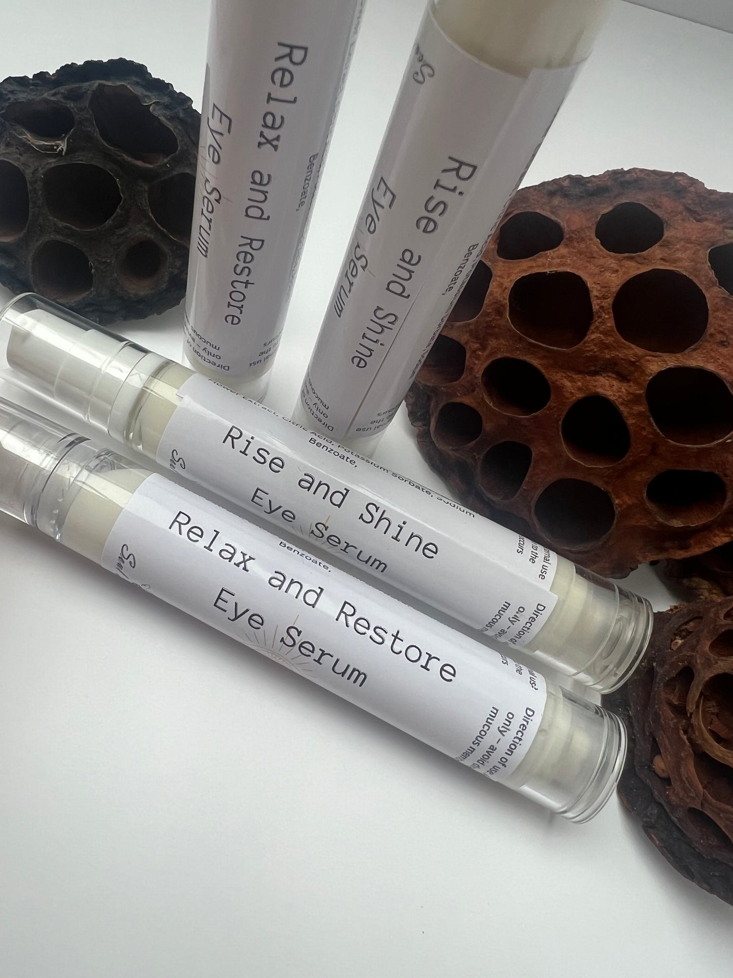 Hydrating vegan eye cream tubes with natural essential oils – frankincense, lavender, and orange