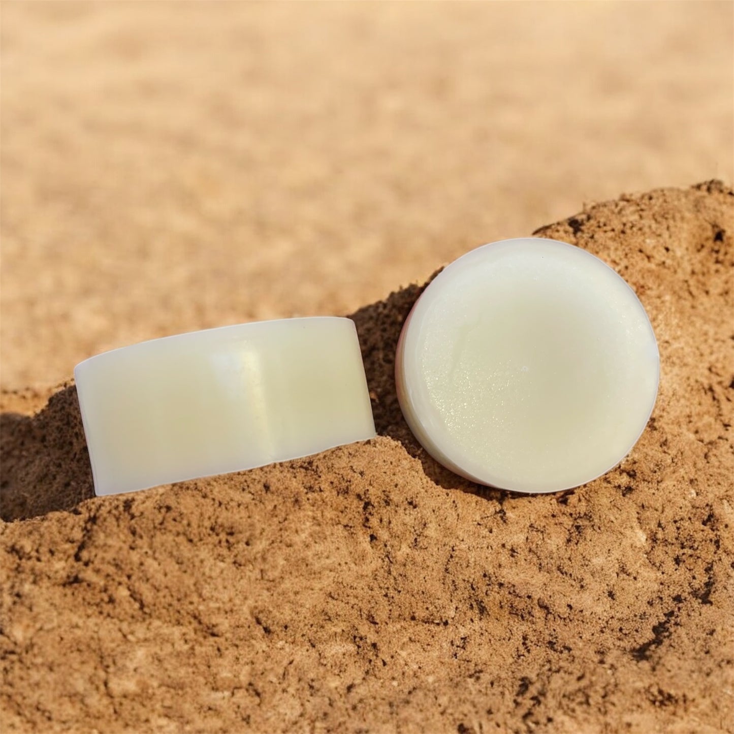 Solid conditioner bar on a natural cork background, eco-friendly and plastic-free hair care option.
