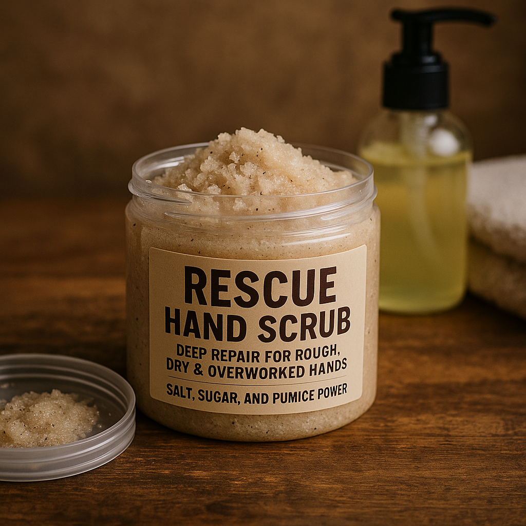 Close-up of coarse exfoliating scrub with pumice, sugar, and salt blend