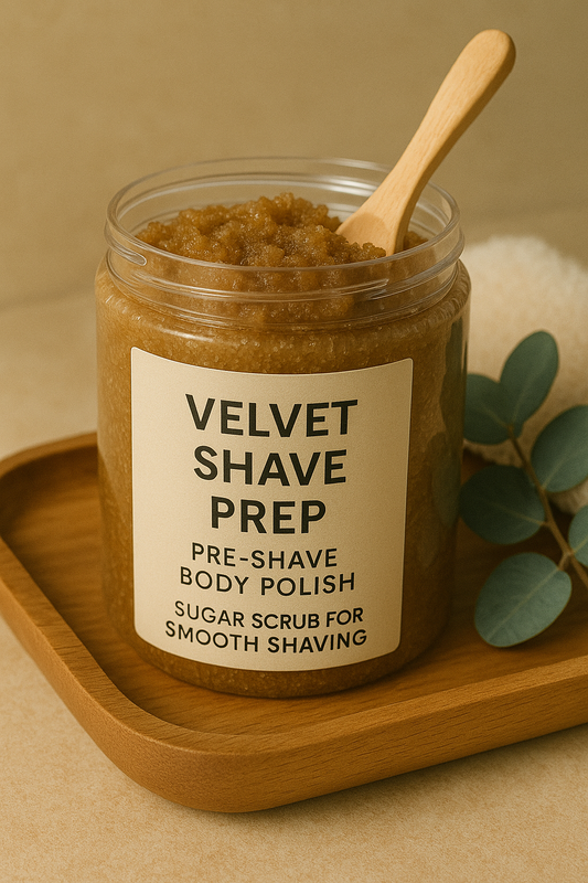 Handmade exfoliating body polish for smooth shaving with lavender essential oil