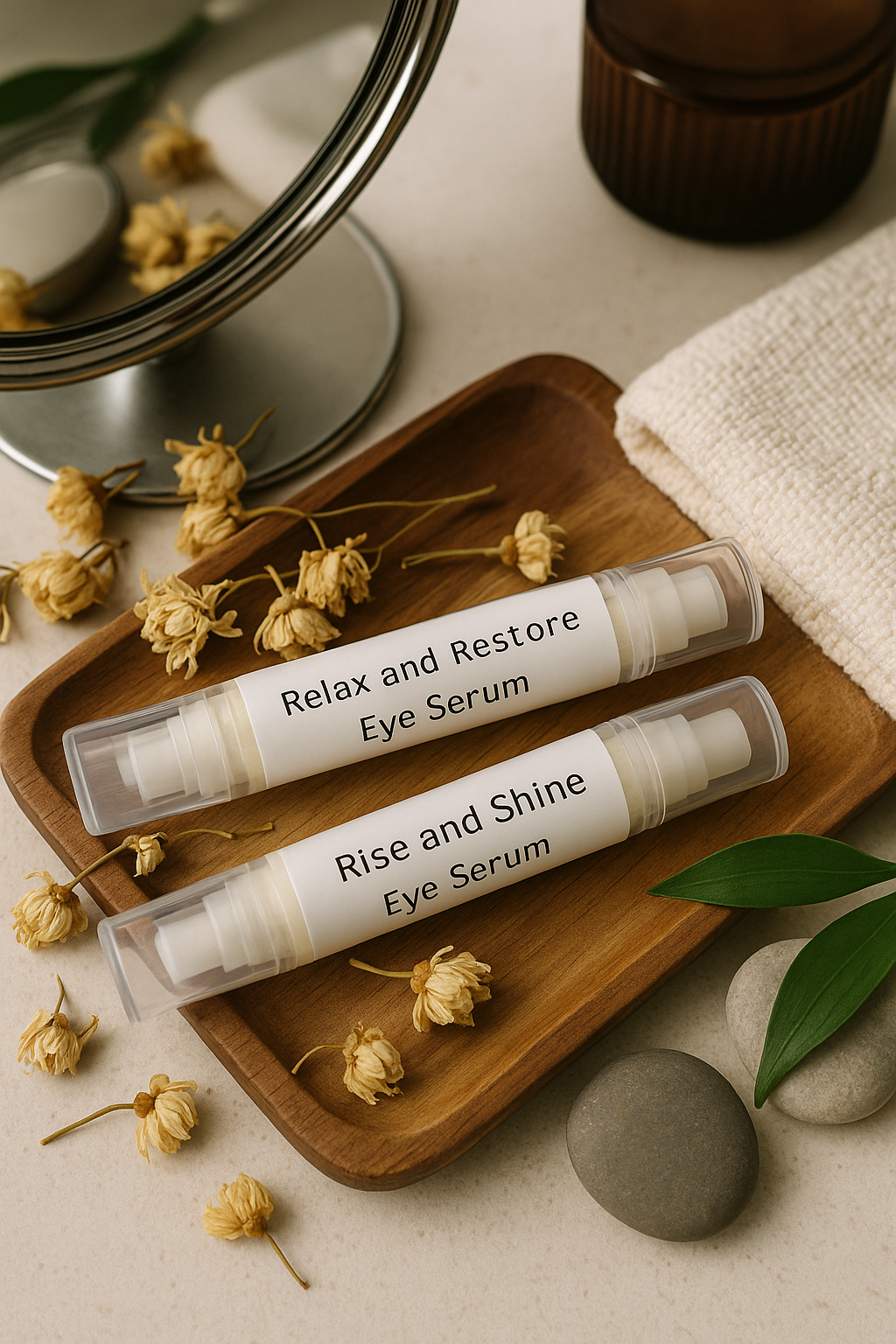 Luxury natural eye cream for hydration and softness – handmade day and night skincare set