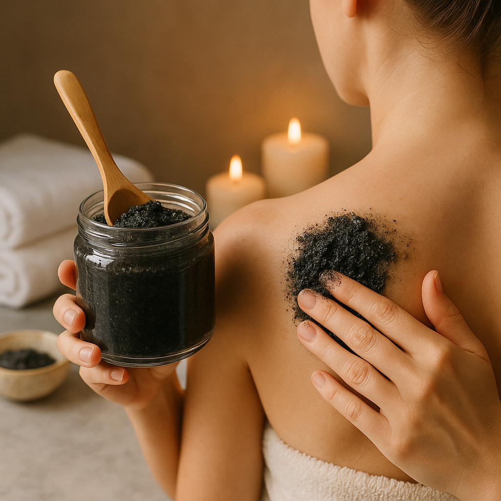 ClearBack Charcoal Scrub – Back & Shoulder Exfoliator with Tea Tree | Natural Acne & Pore Care