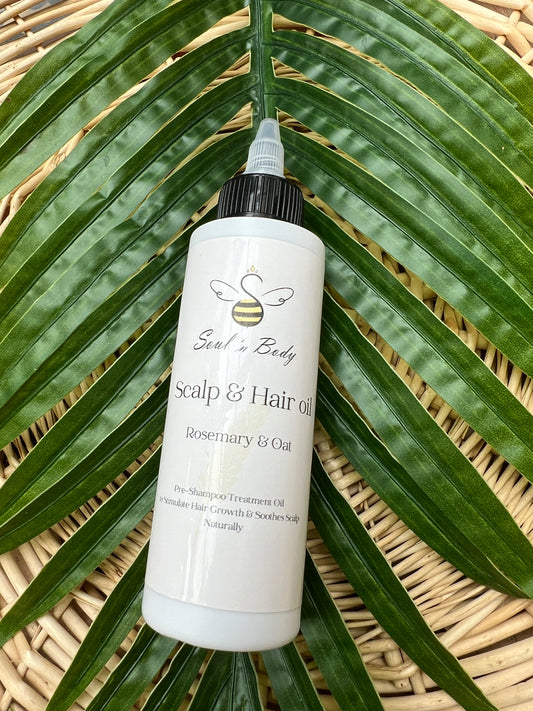 Pre-shampoo hair treatment oil with rosemary and lavender, natural scalp and hair care