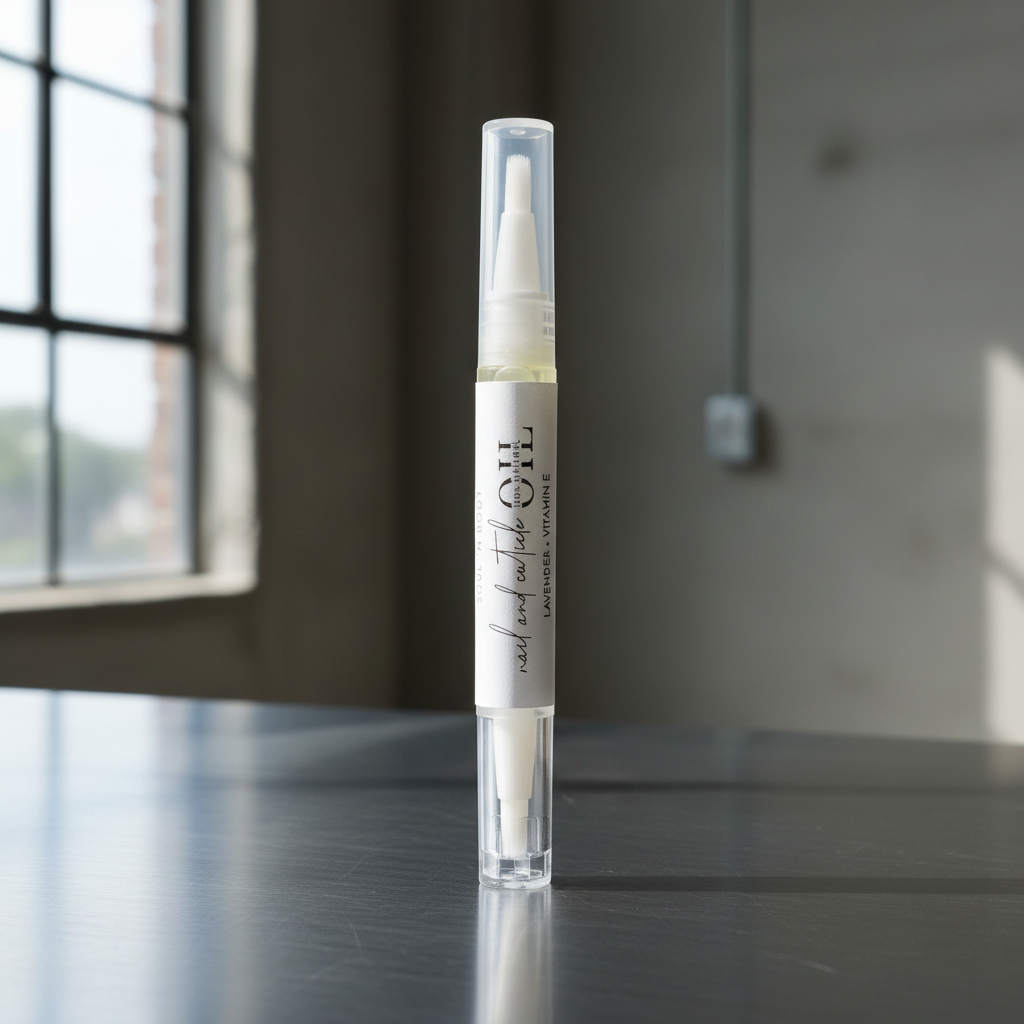 twist pen with nail and cuticle oil from soul n body
